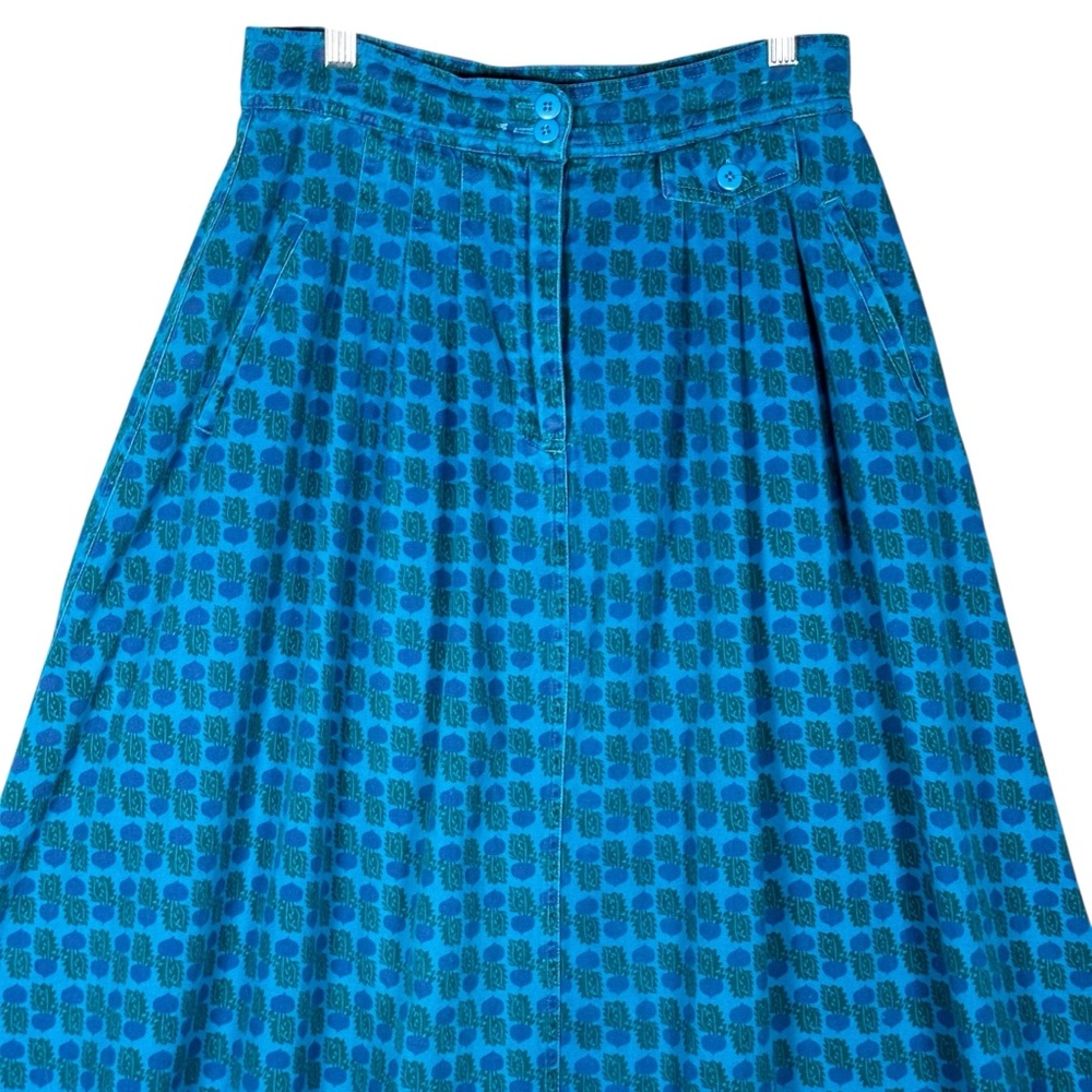 VINTAGE Beet Print Flated Cottagecore Midi Flare Skirt - Picture 3 of 10